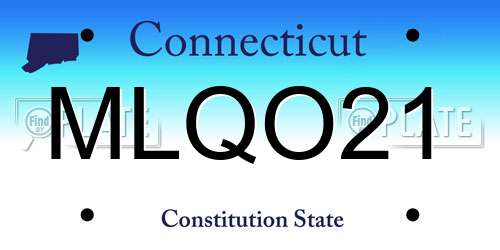 MLQO21 Connecticut License Plate