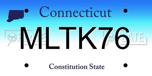 MLTK76 Connecticut License Plate