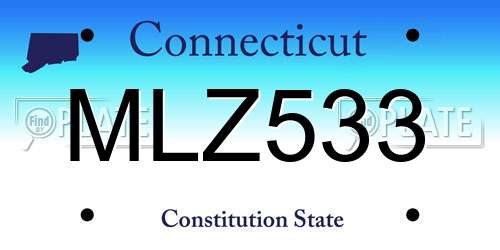 MLZ533 Connecticut License Plate