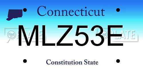 MLZ53E Connecticut License Plate