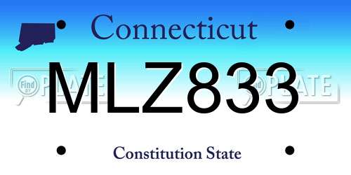 MLZ833 Connecticut License Plate