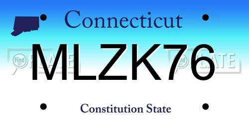 MLZK76 Connecticut License Plate