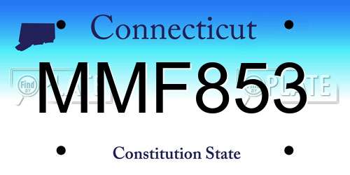 MMF853 Connecticut License Plate