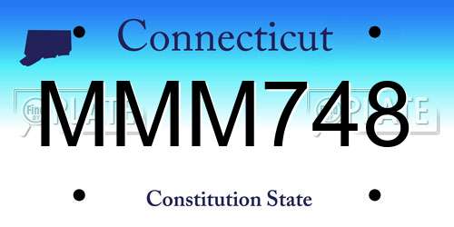 MMM748 Connecticut License Plate
