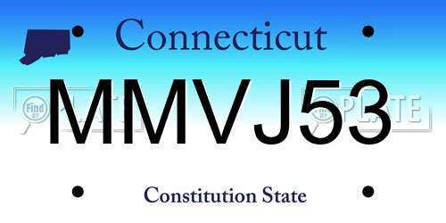 MMVJ53 Connecticut License Plate