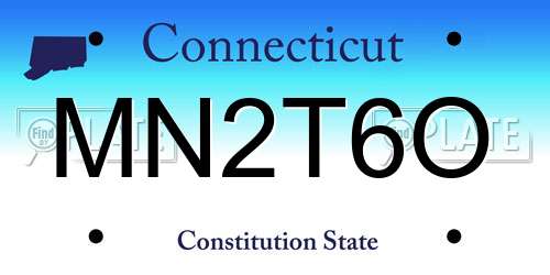 MN2T6O Connecticut License Plate