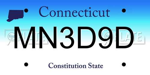 MN3D9D Connecticut License Plate