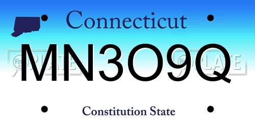 MN3O9Q Connecticut License Plate