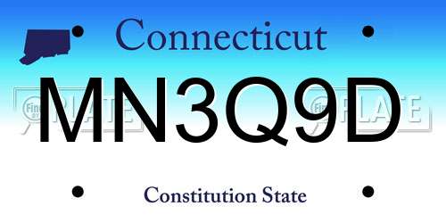 MN3Q9D Connecticut License Plate
