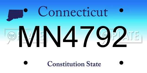 MN4792 Connecticut License Plate