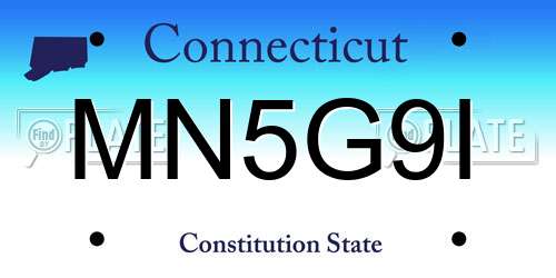MN5G9I Connecticut License Plate