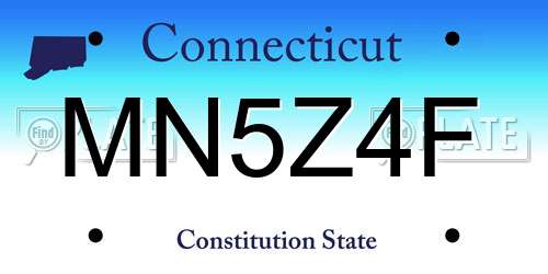 MN5Z4F Connecticut License Plate