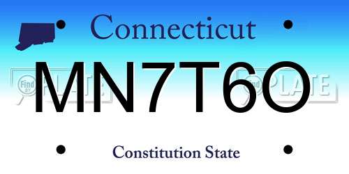 MN7T6O Connecticut License Plate