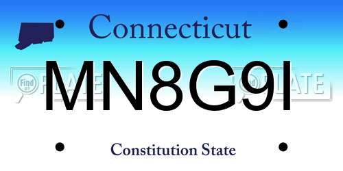 MN8G9I Connecticut License Plate