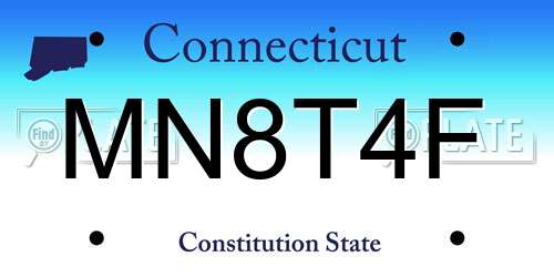 MN8T4F Connecticut License Plate