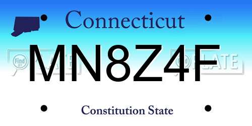 MN8Z4F Connecticut License Plate