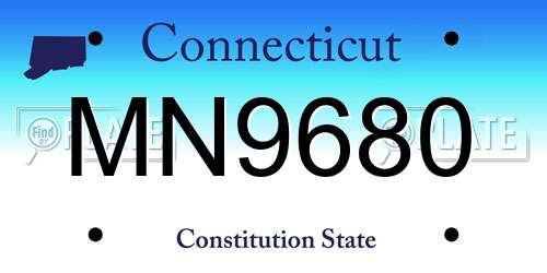 MN9680 Connecticut License Plate