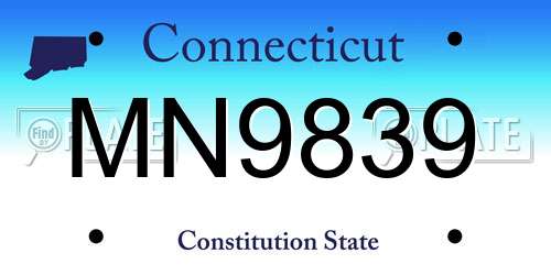 MN9839 Connecticut License Plate