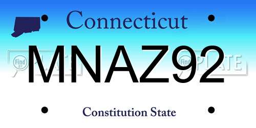 MNAZ92 Connecticut License Plate