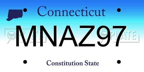 MNAZ97 Connecticut License Plate