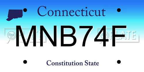 MNB74F Connecticut License Plate