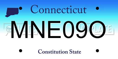 MNE09O Connecticut License Plate