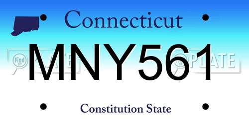 MNY561 Connecticut License Plate