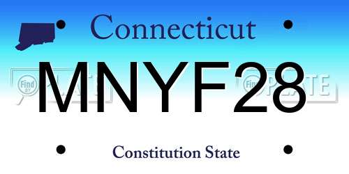 MNYF28 Connecticut License Plate