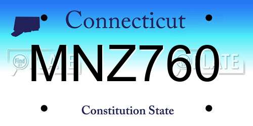 MNZ760 Connecticut License Plate