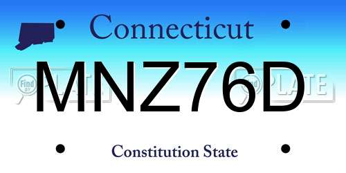 MNZ76D Connecticut License Plate