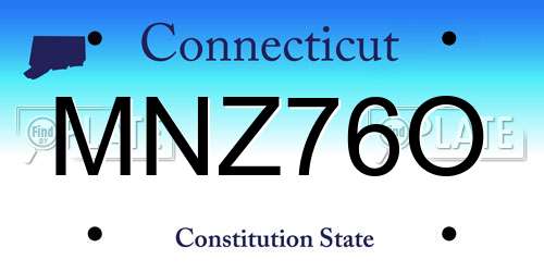 MNZ76O Connecticut License Plate