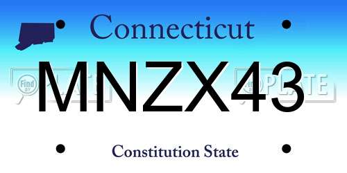 MNZX43 Connecticut License Plate