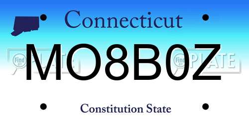 MO8B0Z Connecticut License Plate