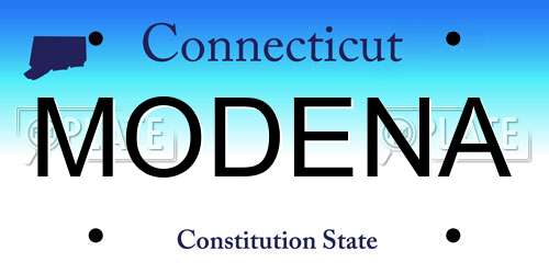 MODENA Connecticut License Plate