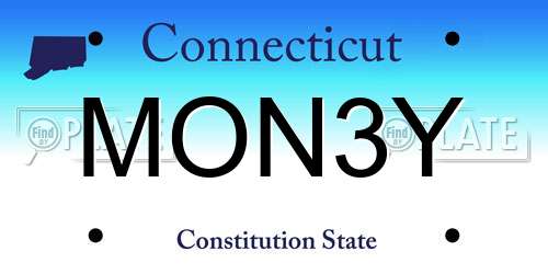 MON3Y Connecticut License Plate
