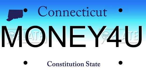 MONEY4U Connecticut License Plate