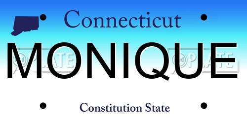 MONIQUE Connecticut License Plate