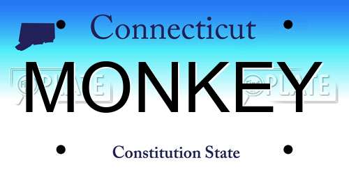 MONKEY Connecticut License Plate