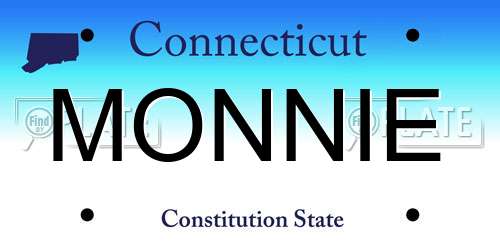 MONNIE Connecticut License Plate