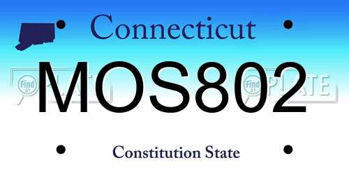 MOS802 Connecticut License Plate