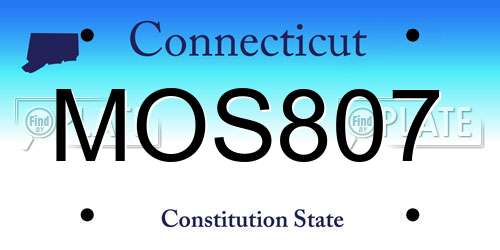 MOS807 Connecticut License Plate