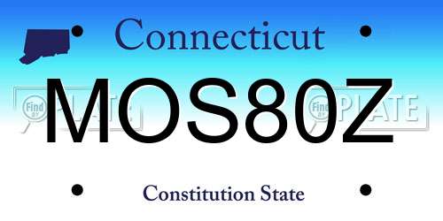 MOS80Z Connecticut License Plate