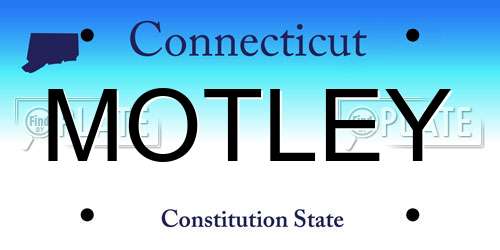 MOTLEY Connecticut License Plate