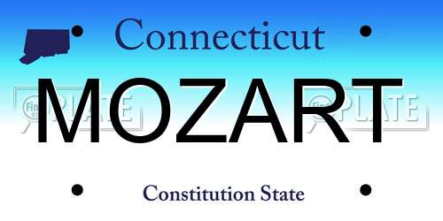 MOZART Connecticut License Plate