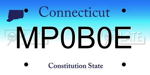 MP0B0E Connecticut License Plate