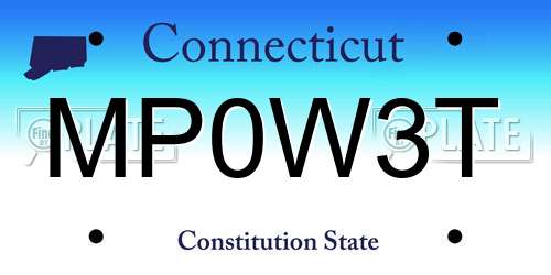 MP0W3T Connecticut License Plate