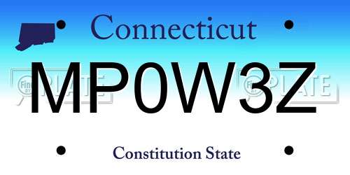 MP0W3Z Connecticut License Plate