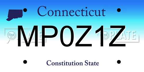 MP0Z1Z Connecticut License Plate