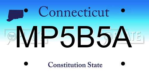 MP5B5A Connecticut License Plate