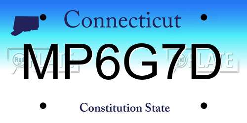 MP6G7D Connecticut License Plate